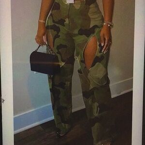 Trendy Camo Cutout Pants